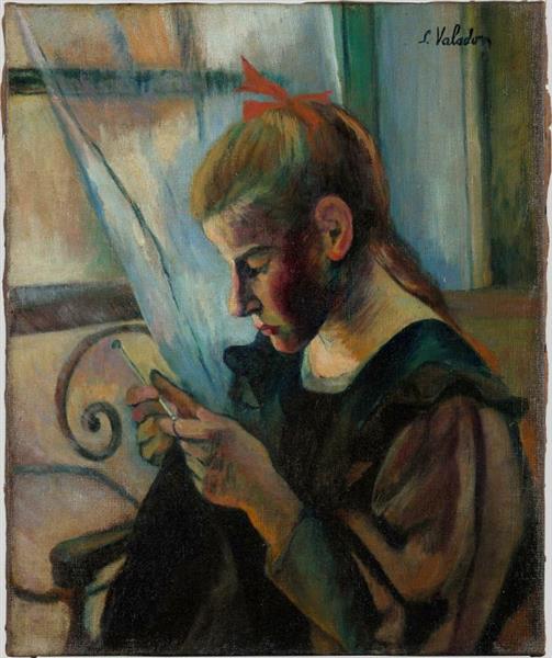 Giovane Girl Weaving - 1892