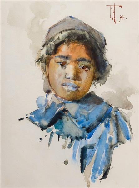 Ragazza maori blu