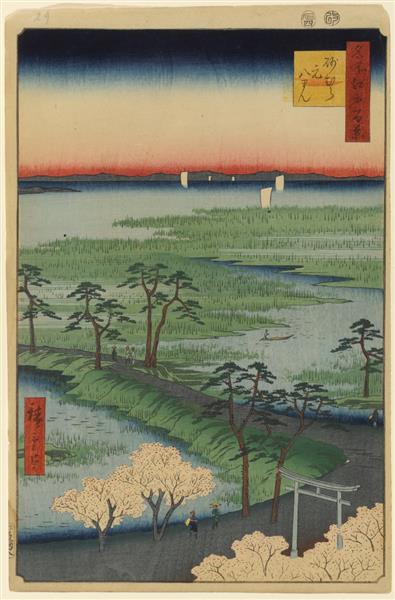 29. Heiligtum Moto Hachiman in Sunamura - 1857