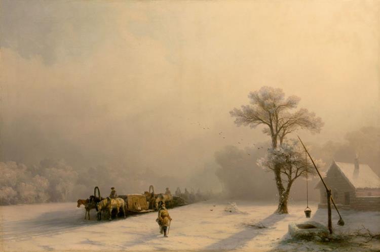 Caravan invernale sulla strada - 1857