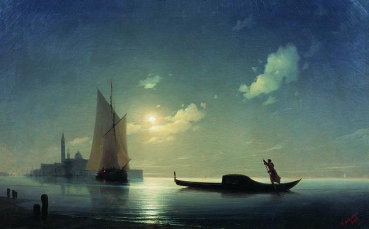 Gondolero przy morzu w nocy - 1843