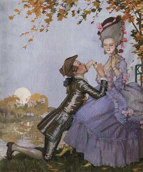 Mladý muž na dámě - 1916