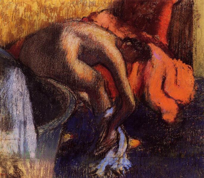 Après la salle de bain - une femme qui séche la jambe - 1893