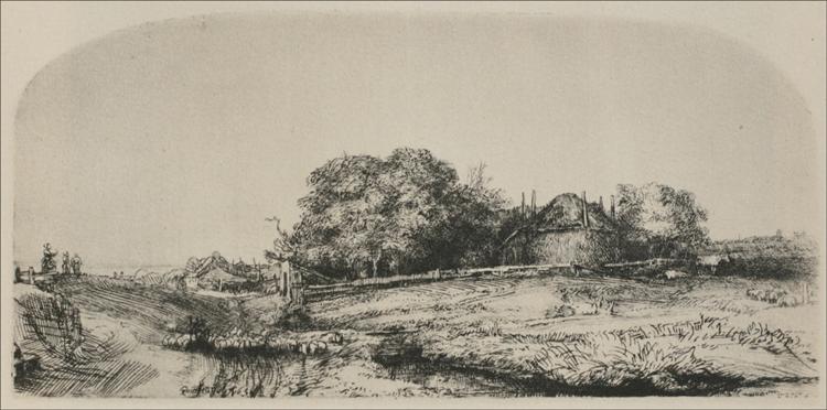 Eine gewölbte Landschaft mit einer Schafherde - 1650