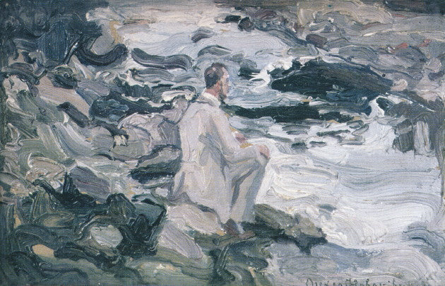 In A Stream. Poet Sitting On Stones - 1921