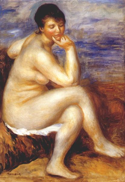 Bañista kivellä - 1880
