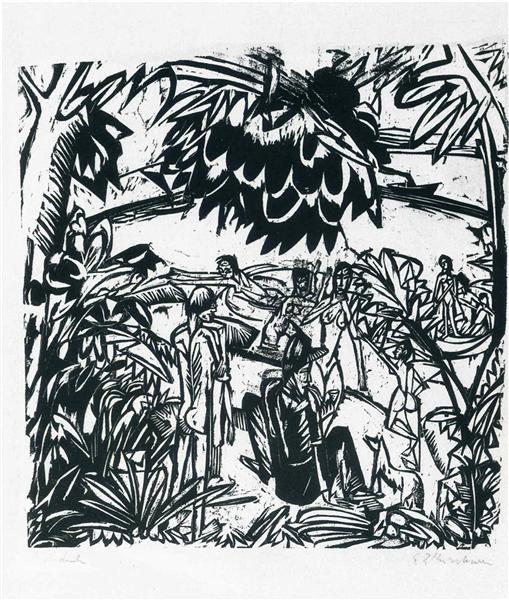 나무 아래의 목욕 자 -1914