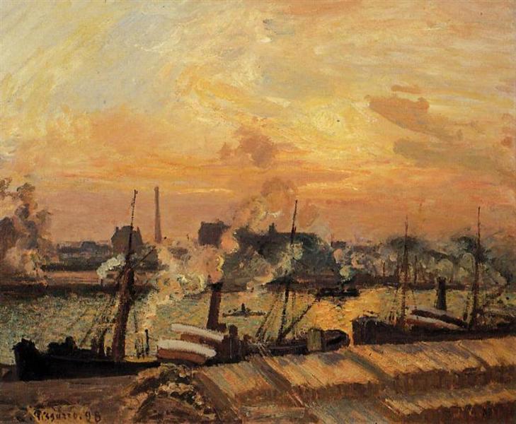 Navires - Sunset - Rouen - 1898
