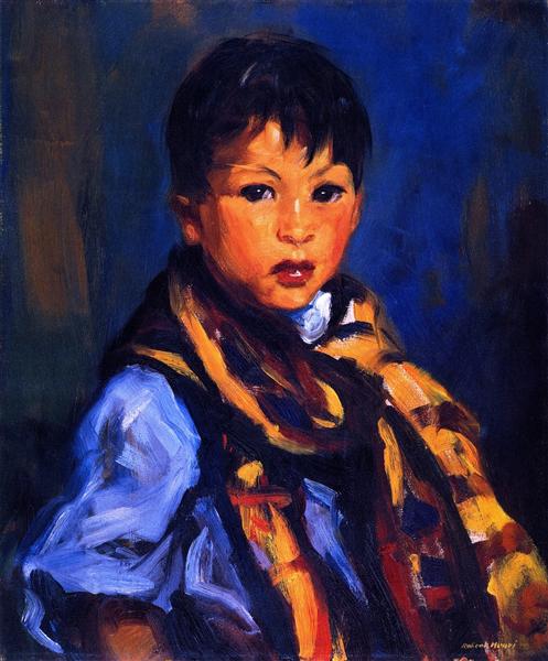 Dítě s šachovnicí šátek - 1916