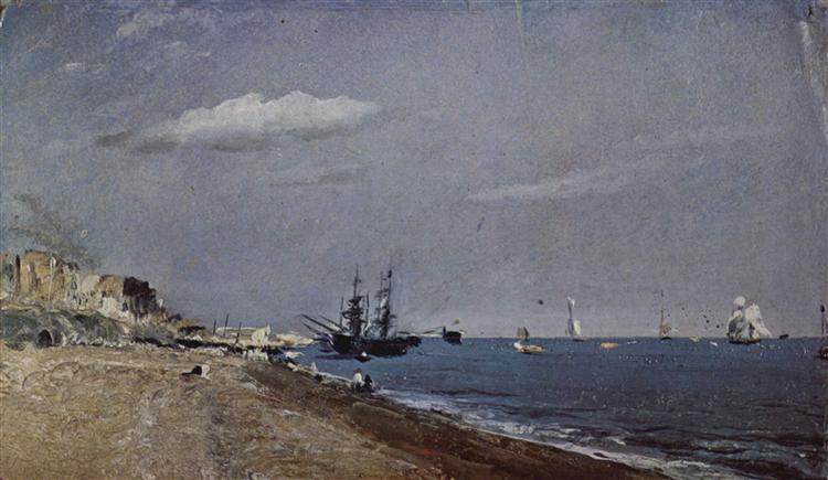 Praia de Brighton com mineiros - 1824