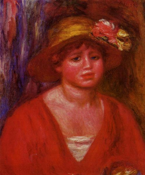 Popiersie młodej kobiety z czerwoną bluzką - 1915