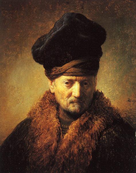 Buste d'un vieil homme avec un chapeau de peau - 1630