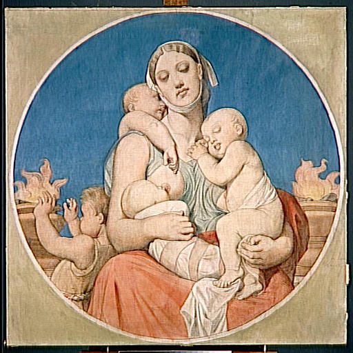 Cartoon for the windows of the chapel of San Fernando: Charity - 1842