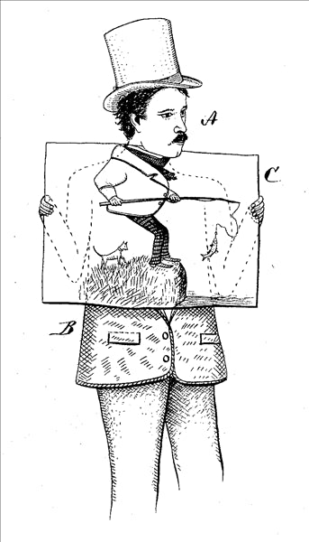 एक कॉमिक अग्रभूमि पकड़े आदमी जो उसे मछली पकड़ने के दृश्य में रखता है - 1874