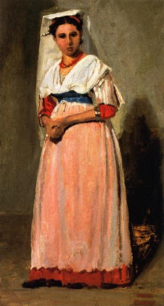 Femeie italiană care stă cu un costum festiv - 1827