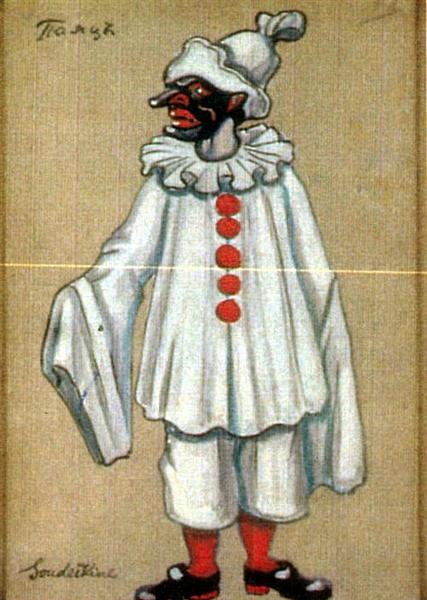 Kostymdesigner för "Petrushka" från Stravinsky i Metropolitan Opera - Jester - 1925