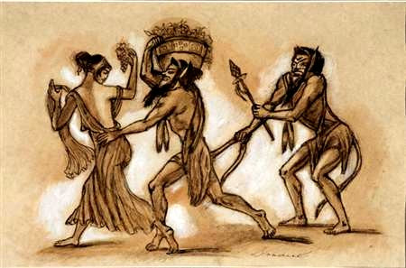 Kostymstudier med mytologiska figurer för Glazunov Dionysus Ballet på Bockin Theatre - 1938