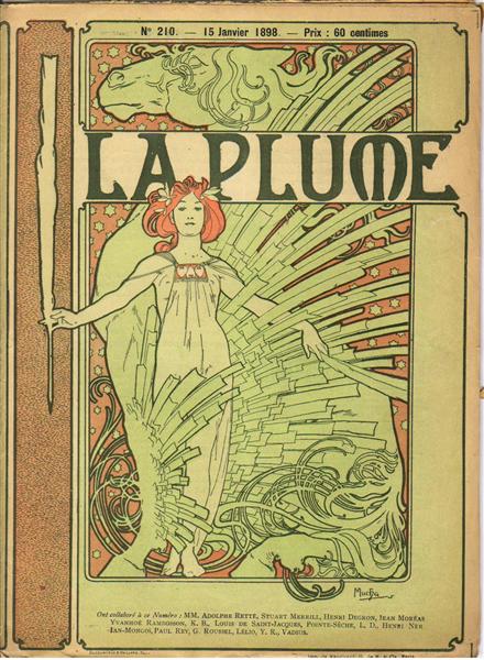 Omslag som består av mycket för den franska litterära och konstnärliga tidningen La Plume - 1898