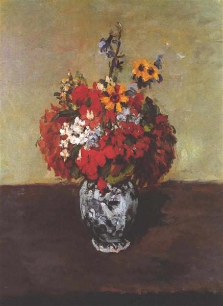 Dalias in einer Delft Vase - 1885