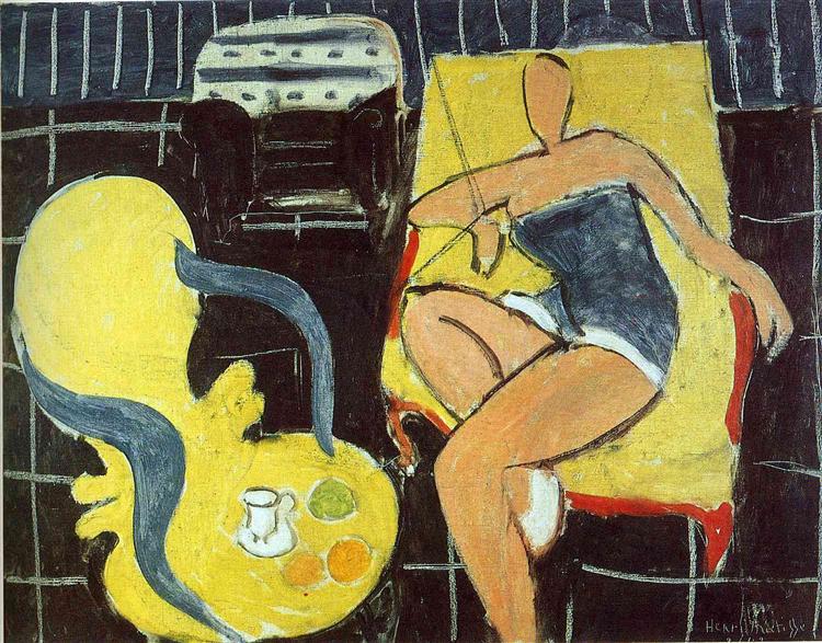 Danseuse et fauteuil rocaille sur fond noir 1942