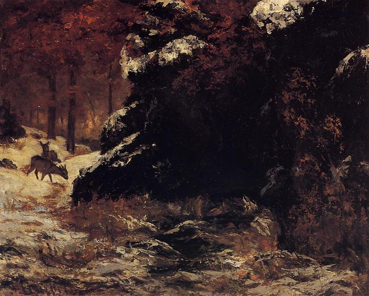 Hjort i snøen - 1867