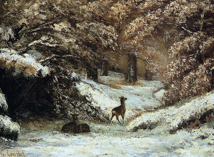 Les cerfs se réfugient en hiver - 1866