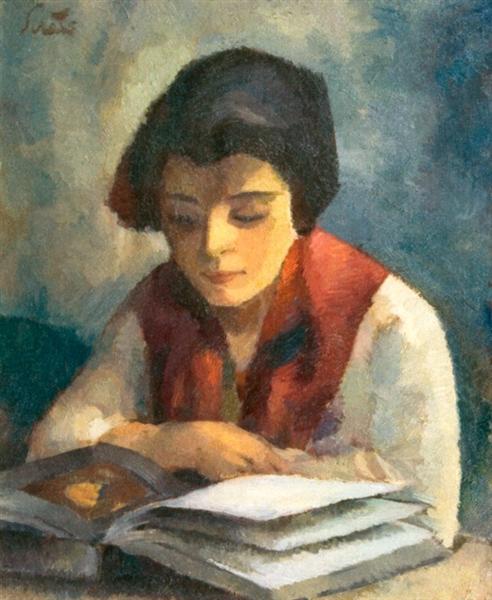 Flicka läsning