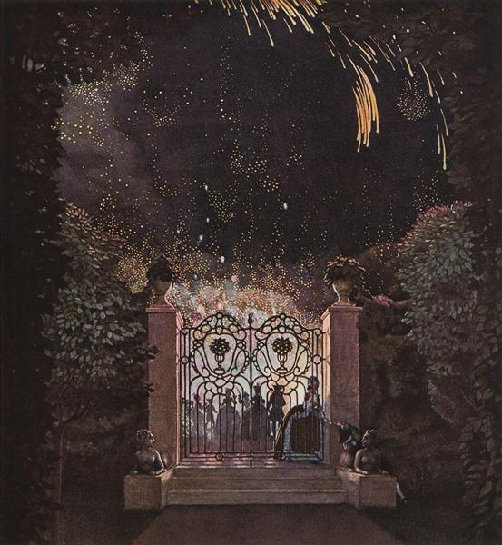 Feux d'artifice dans le parc - 1907