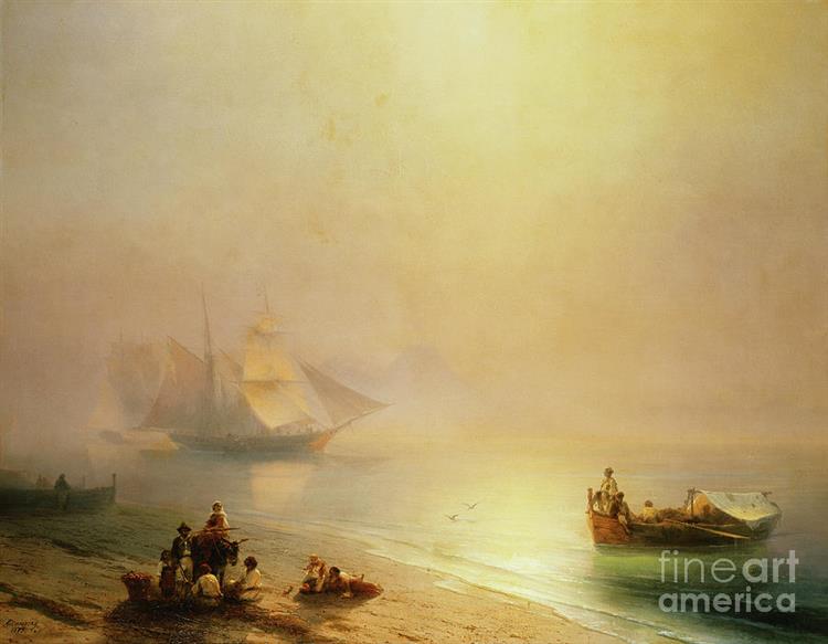 Fischer auf den Meeresfrüchten in Neapel Bay