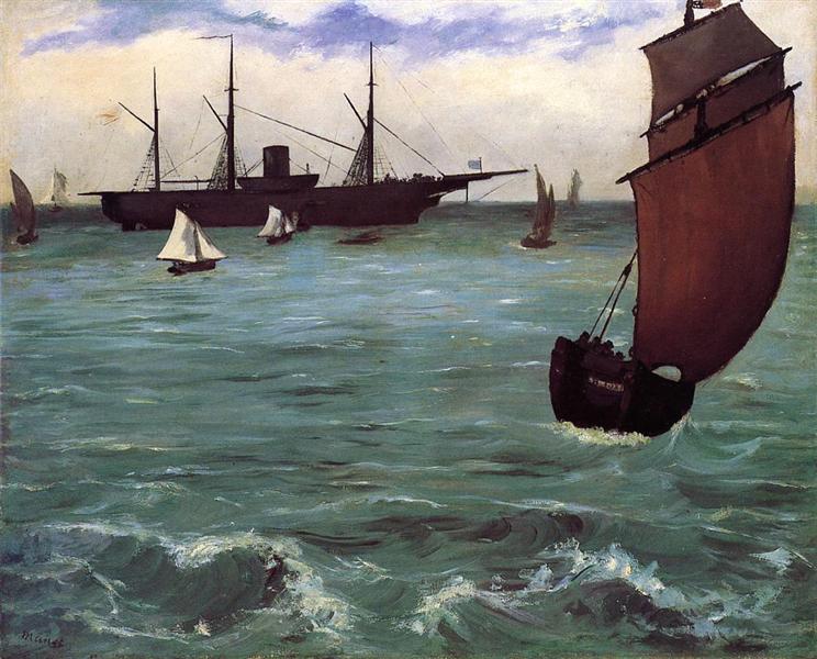 Rüzgarın önüne gelen balıkçı teknesi (Boulogne'daki Kearsarge) - 1864