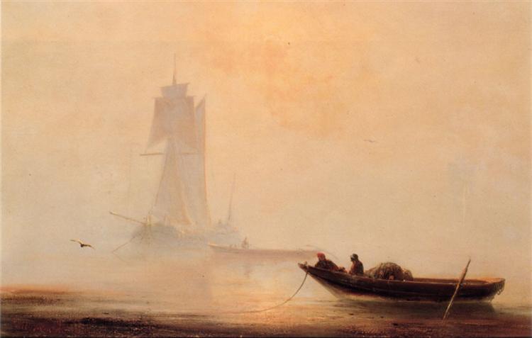 Navi da pesca in un porto - 1854