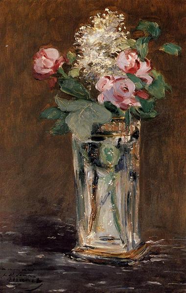 Blumen in einer Glasvase - 1882