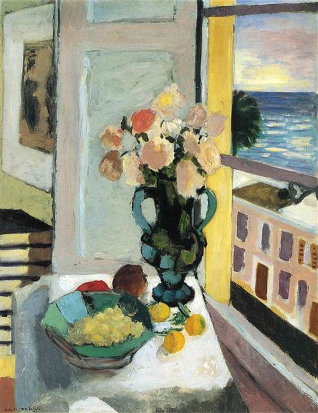 Fleurs devant une fenêtre 1922