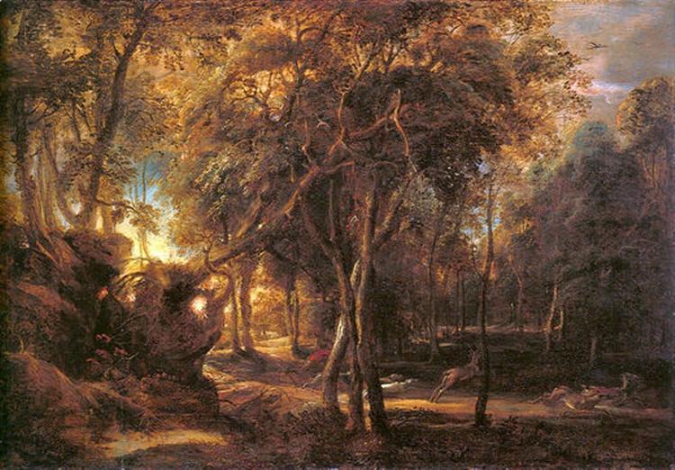 Waldlandschaft im Morgengrauen - 1635
