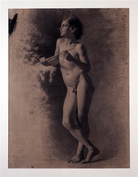 Niño Desnudo Con Flauta En Las Manos - 1859
