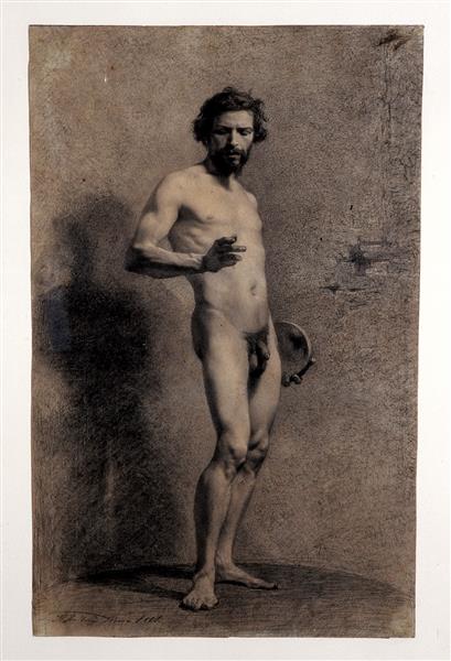 Desnudo Masculino Tres Cuartos Con Disco - 1861