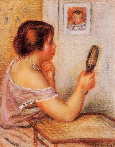 Gabrielle che tiene uno specchio con un ritratto di Coco - 1905