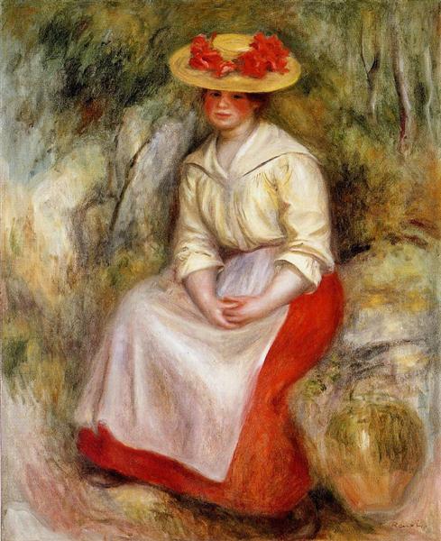 Gabrielle Con Sombrero De Paja - 1900