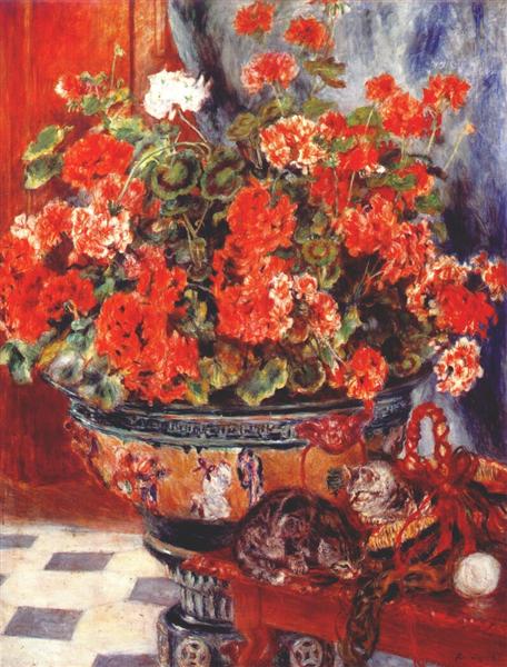 Geraniums and Cats - 1881