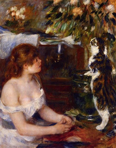 Dívka a kočka - 1882