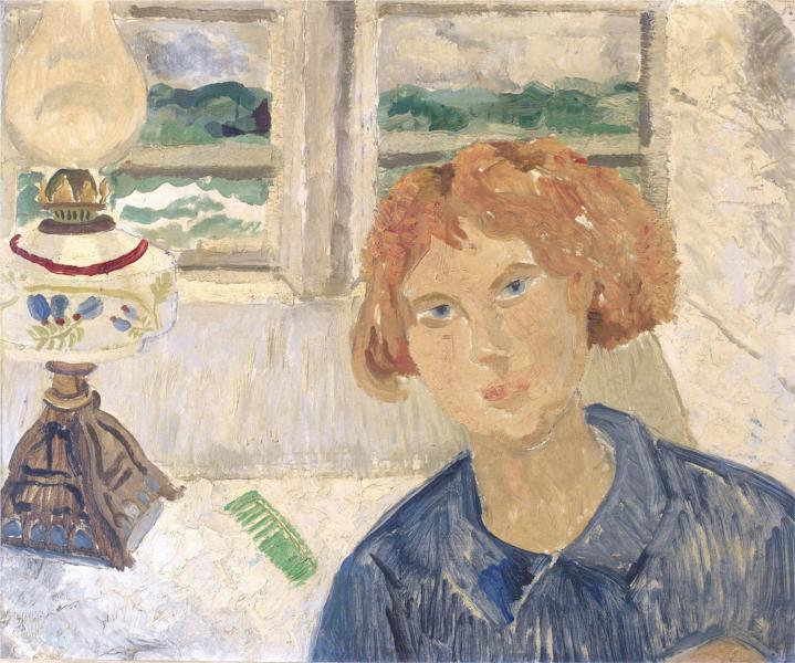 Chica Y Lámpara En Una Ventana De Cornualles - 1928