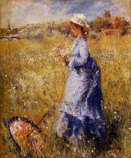 Dívka vybírá květiny - 1872