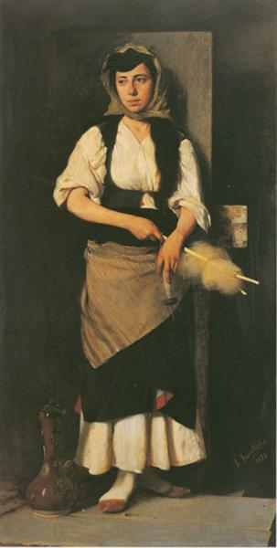 Mädchen mit Rad und Spindel - 1876