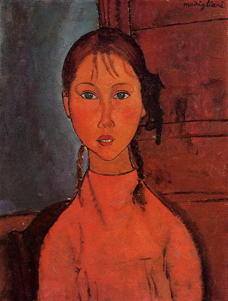 Mädchen mit Zöpfen - 1918