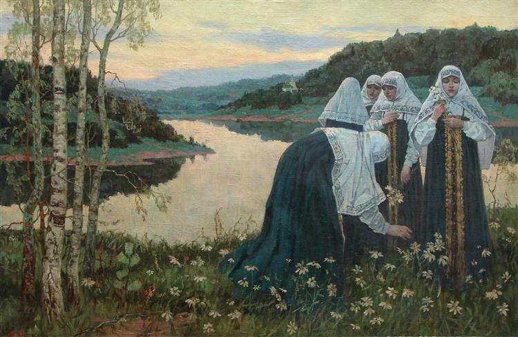 Девочки на берегу реки.