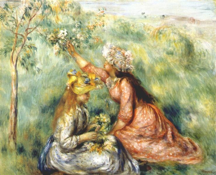 Girls Picking Flowers In A Meadow - 1890