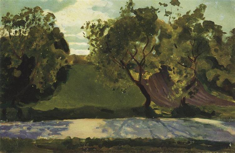 Vert en attente sur la route. Mártyshkino - 1902