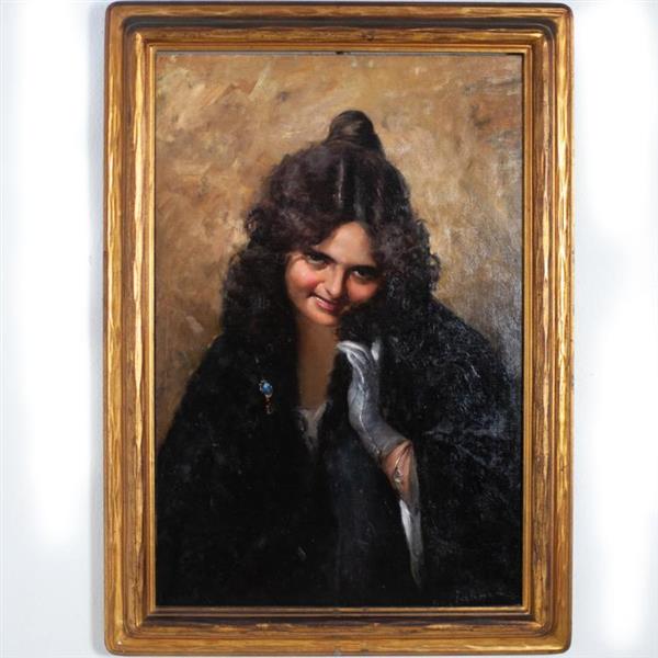 Un Retrato De Una Mujer Sonriente Que Llevaba Un Abrigo De Piel