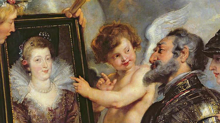 Enrique IV, das das Porträt von María de Medici erhält