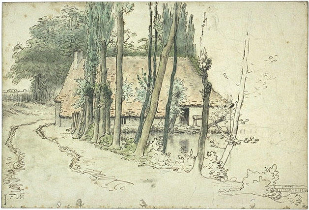 Omgivelser av Vichy - Hus nær vannet - 1867